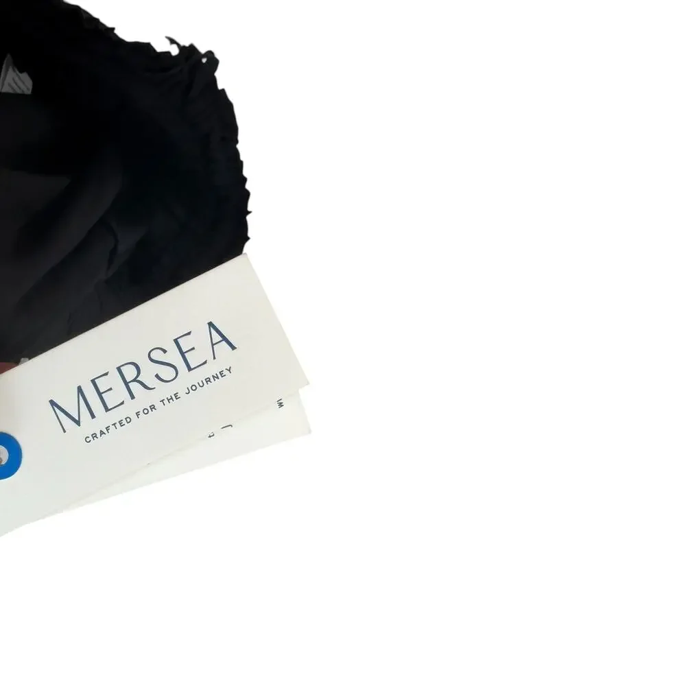 Mersea Ibiza Wide Leg Pull On Pants Black Ruffle Waist Pockets Size Small NWT